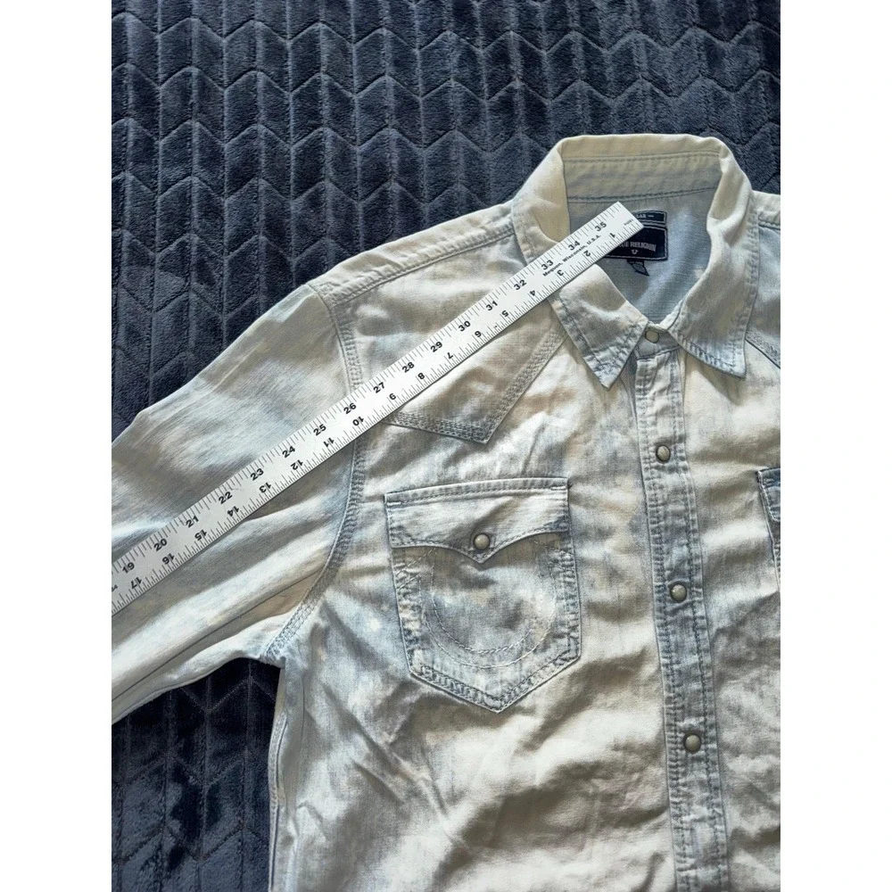 True Religion Men's Rocky Pearl Snap Denim Western Long Sleeve Shirt Size 2XL